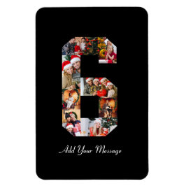 Schwarzweiß-Nummer 6 FotoCollage Magnet