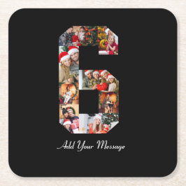 Schwarzweiß-Nummer 6 FotoCollage Rechteckiger Pappuntersetzer