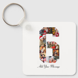 Schwarzweiß-Nummer 6 FotoCollage Schlüsselanhänger