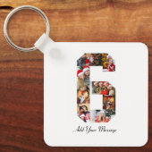 Schwarzweiß-Nummer 6 FotoCollage Schlüsselanhänger (Vorderseite)