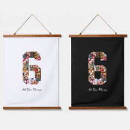 Schwarzweiß-Nummer 6 FotoCollage Wandteppich Mit Holzrahmen