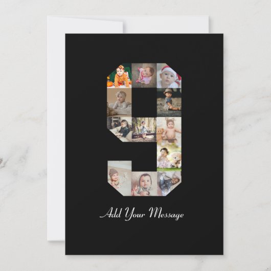 Schwarzweiß-Nummer 9 FotoCollage Ankündigung (Vorderseite)