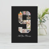 Schwarzweiß-Nummer 9 FotoCollage Ankündigung (Stehend Vorderseite)