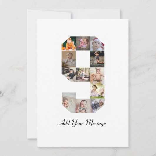 Schwarzweiß-Nummer 9 FotoCollage Ankündigung (Vorderseite)