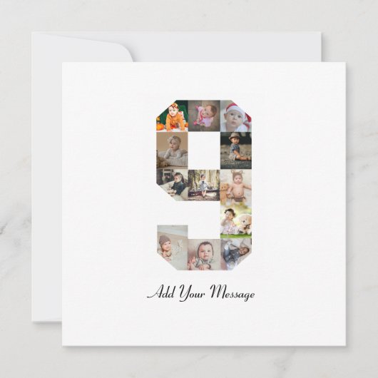 Schwarzweiß-Nummer 9 FotoCollage Ankündigung (Vorderseite)