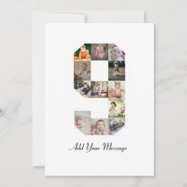 Schwarzweiß-Nummer 9 FotoCollage Dankeskarte