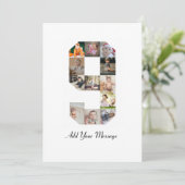 Schwarzweiß-Nummer 9 FotoCollage Dankeskarte (Stehend Vorderseite)