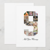 Schwarzweiß-Nummer 9 FotoCollage Dankeskarte (Vorne/Hinten)