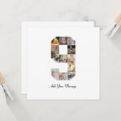 Schwarzweiß-Nummer 9 FotoCollage Karte (Vorderseite/Rückseite Beispiel)