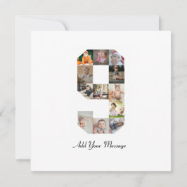 Schwarzweiß-Nummer 9 FotoCollage Karte