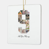 Schwarzweiß-Nummer 9 FotoCollage Keramikornament (Links)