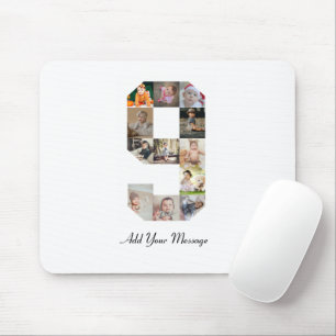 Schwarzweiß-Nummer 9 FotoCollage Mousepad