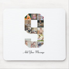 Schwarzweiß-Nummer 9 FotoCollage Mousepad