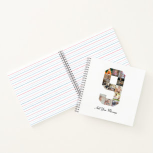 Schwarzweiß-Nummer 9 FotoCollage Notizblock