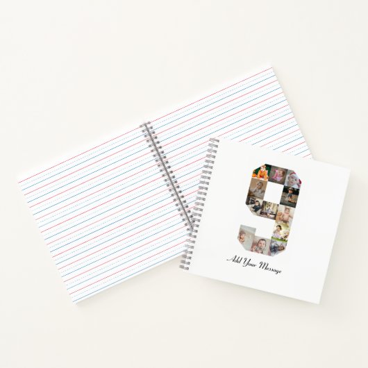 Schwarzweiß-Nummer 9 FotoCollage Notizblock (Innenseite)