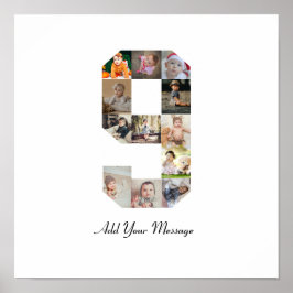 Schwarzweiß-Nummer 9 FotoCollage Poster