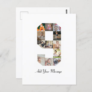 Schwarzweiß-Nummer 9 FotoCollage Postkarte