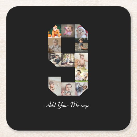 Schwarzweiß-Nummer 9 FotoCollage Rechteckiger Pappuntersetzer (Vorderseite)
