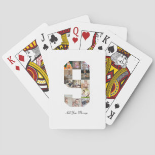 Schwarzweiß-Nummer 9 FotoCollage Spielkarten