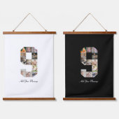 Schwarzweiß-Nummer 9 FotoCollage Wandteppich Mit Holzrahmen (Doppelt)