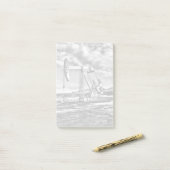 Schwarzweiss-Ölquelle-Pumpanlage-Post-It Post-it Klebezettel (Auf Schreibtisch)