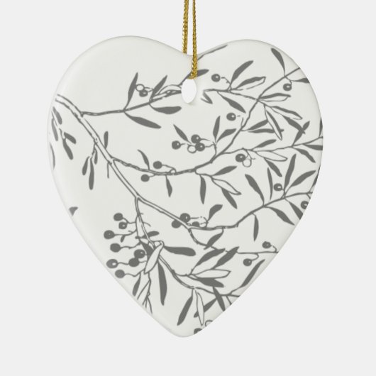 Schwarzweiss-Ölzweige Keramikornament (Rechts)