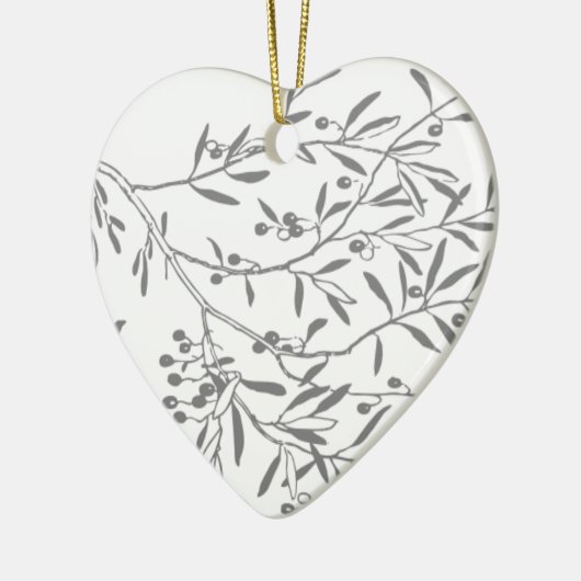 Schwarzweiss-Ölzweige Keramikornament (Links)