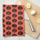 Schwarzweiß-Orange-Jack-Olantern-Print Geschirrtuch (Viertel Falte)