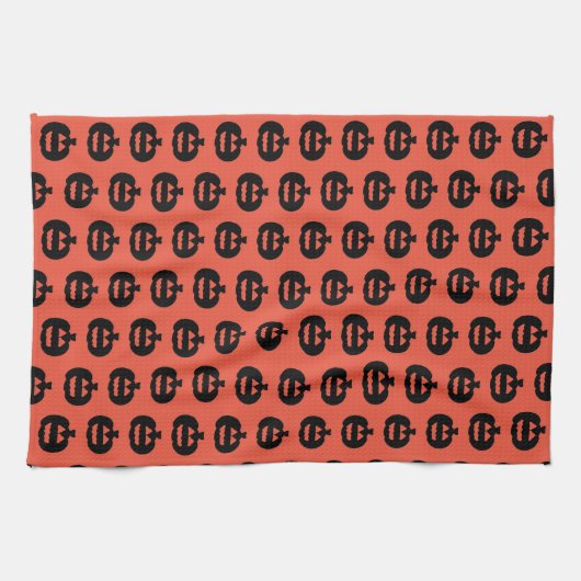 Schwarzweiß-Orange-Jack-Olantern-Print Geschirrtuch (Horizontal)