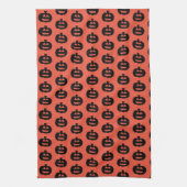 Schwarzweiß-Orange-Jack-Olantern-Print Geschirrtuch (Vertikal)