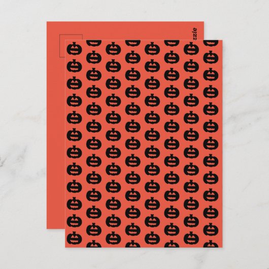 Schwarzweiß-Orange-Jack-Olantern-Print Postkarte (Vorne/Hinten)