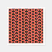 Schwarzweiß-Orange-Jack-Olantern-Print Serviette (Vorderseite)