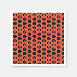 Schwarzweiß-Orange-Jack-Olantern-Print Serviette