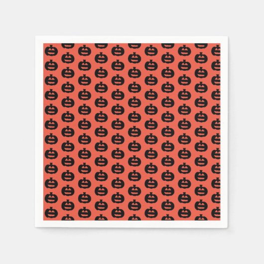 Schwarzweiß-Orange-Jack-Olantern-Print Serviette (Vorderseite)
