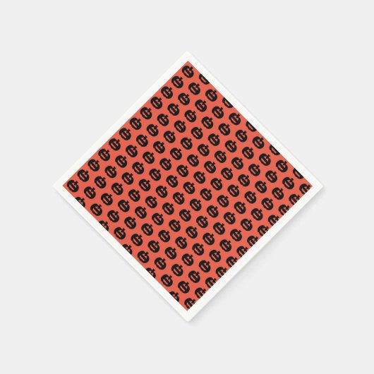 Schwarzweiß-Orange-Jack-Olantern-Print Serviette (Ecke)