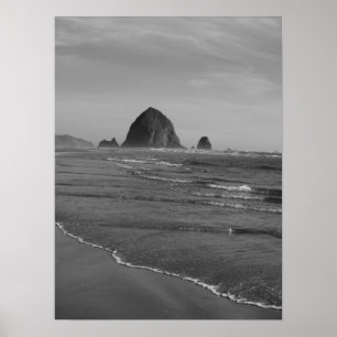 Schwarzweiß-Oregon Beach Print Poster