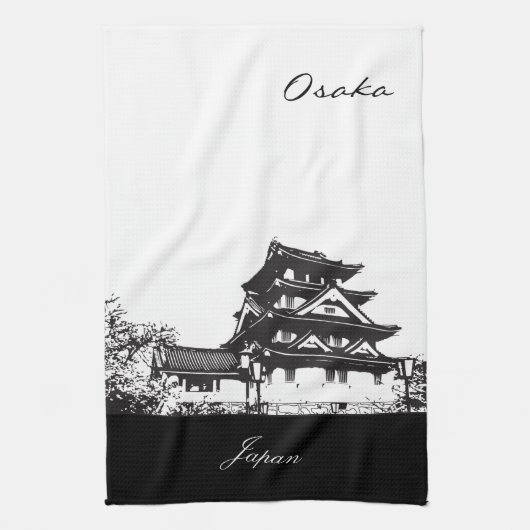 Schwarzweiss-Osaka, Japan Geschirrtuch (Vertikal)