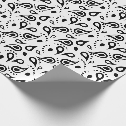 Schwarzweiss-Paisley-Entwurfs-Packpapier Geschenkpapier (Ecke)
