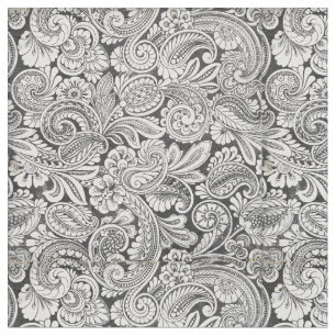 Schwarzweiss-Paisley-Mustergewebe Stoff