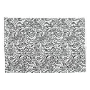 Schwarzweiss-Paisley schwärzte Kunstkissen mit Kissenbezug