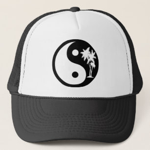 Schwarzweiss-Palme Yin Yang Hut Truckerkappe