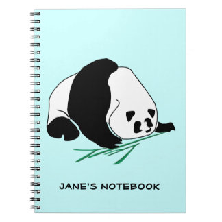 Schwarzweiss-Panda isst Bambusnotizbuch Notizblock