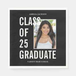 Schwarzweiß-Papier der 25-Foto-Abschluss-Klasse Serviette