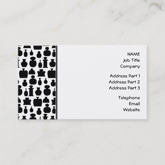 Schwarzweiss-Parfümflasche-Muster Visitenkarte (Vorderseite)