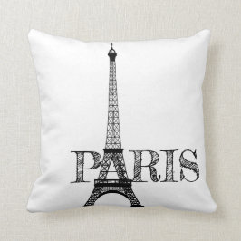 Schwarzweiss-Paris-Eiffelturm Kissen