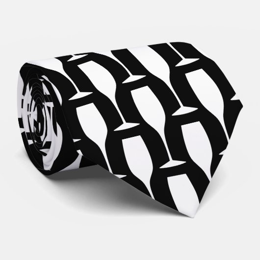 Schwarzweiß-Party-Champagner-Flötenglasprint Krawatte (Gerollt)