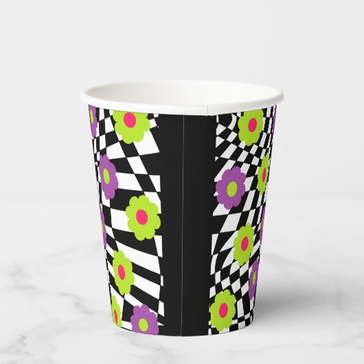 Schwarzweiß-Party-Cups mit Blume Pappbecher (Rechts)