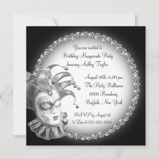 Schwarzweiß-Party Einladung (Rückseite)