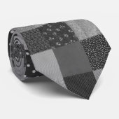 Schwarzweiß-Patchwork-Quadrate im Vintagen Stil Krawatte (Gerollt)