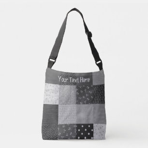 Schwarzweiss-Patchworkgewebe quadriert Vintages Tragetaschen Mit Langen Trägern